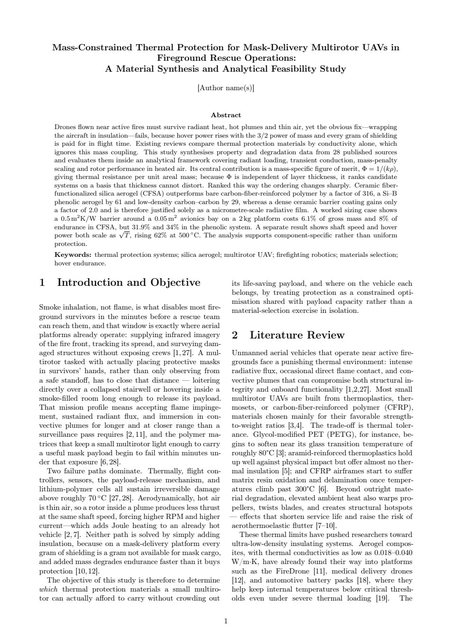 Thermal Protection for Rescue Drones: first page