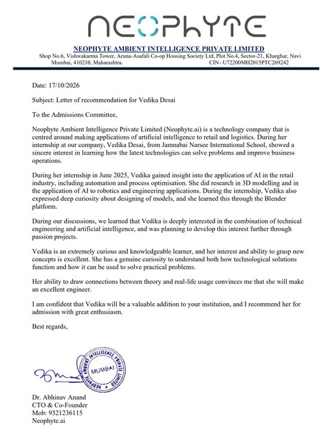 Letter of Recommendation · Neophyte.ai