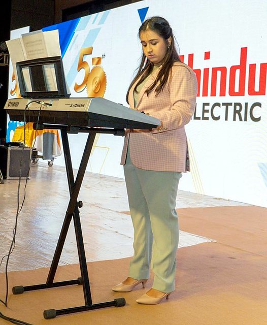 Keyboard performance at a Hindustan Electric Motors event