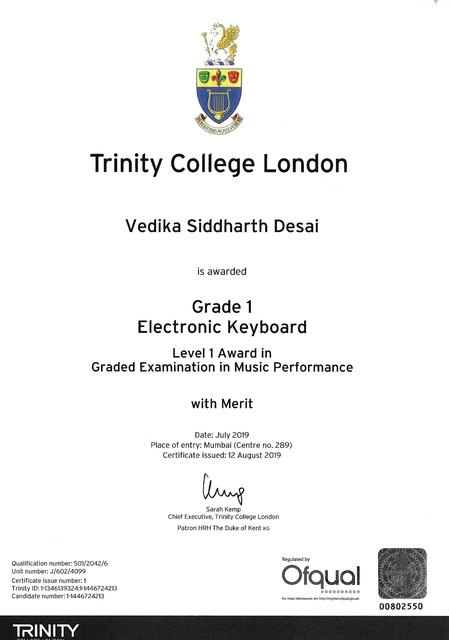 Grade 1 · Merit · 2019