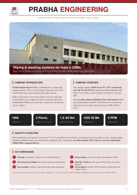 Prabha Engineering: first page